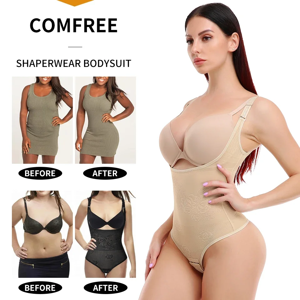 Women Shapewear Bodysuit New Tummy Control Shapewear Waist Trainer Thong Body Shaper Colombian Fajas Slimming Underwear