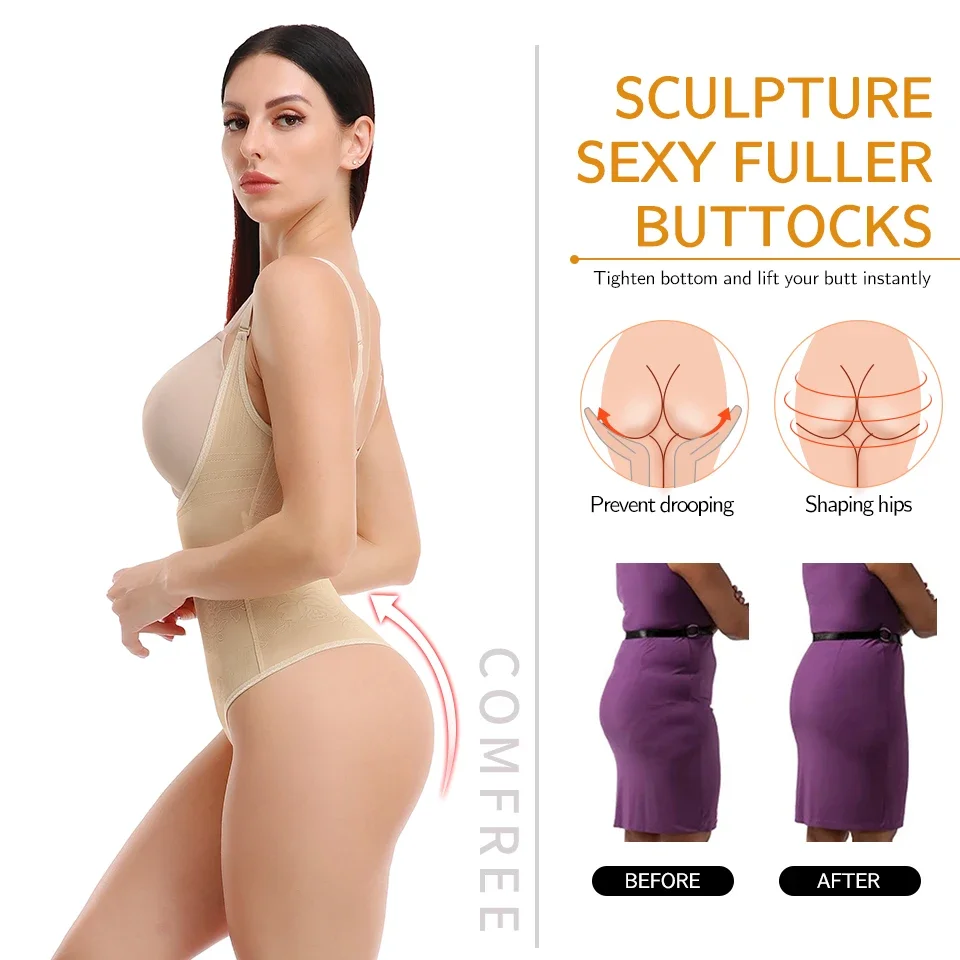 Women Shapewear Bodysuit New Tummy Control Shapewear Waist Trainer Thong Body Shaper Colombian Fajas Slimming Underwear