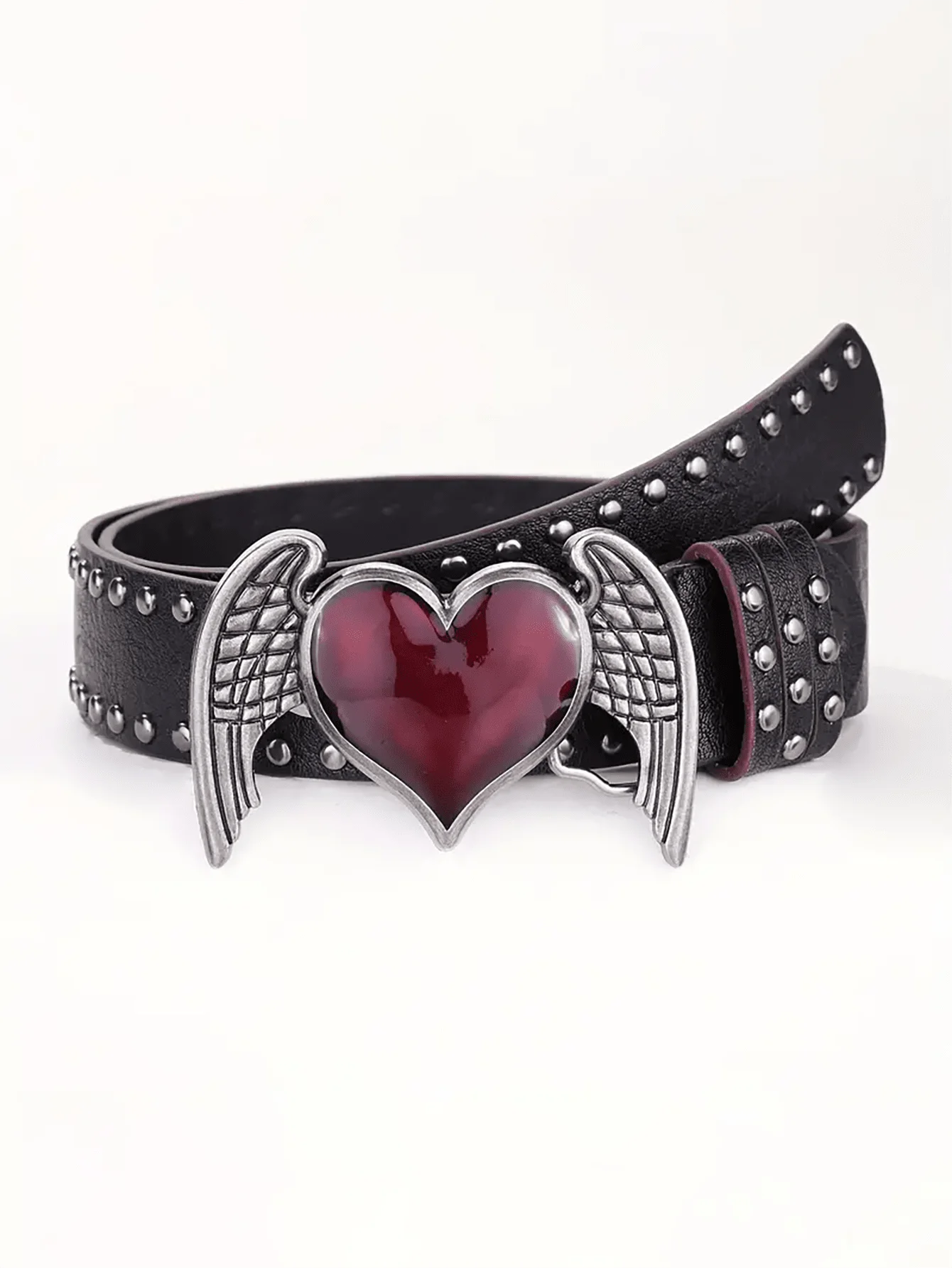 1Pcs Rose essential oil droplet heart-shaped leather belt, rivet decoration, Y2K punk gothic rock hip-hop style,spring,summer