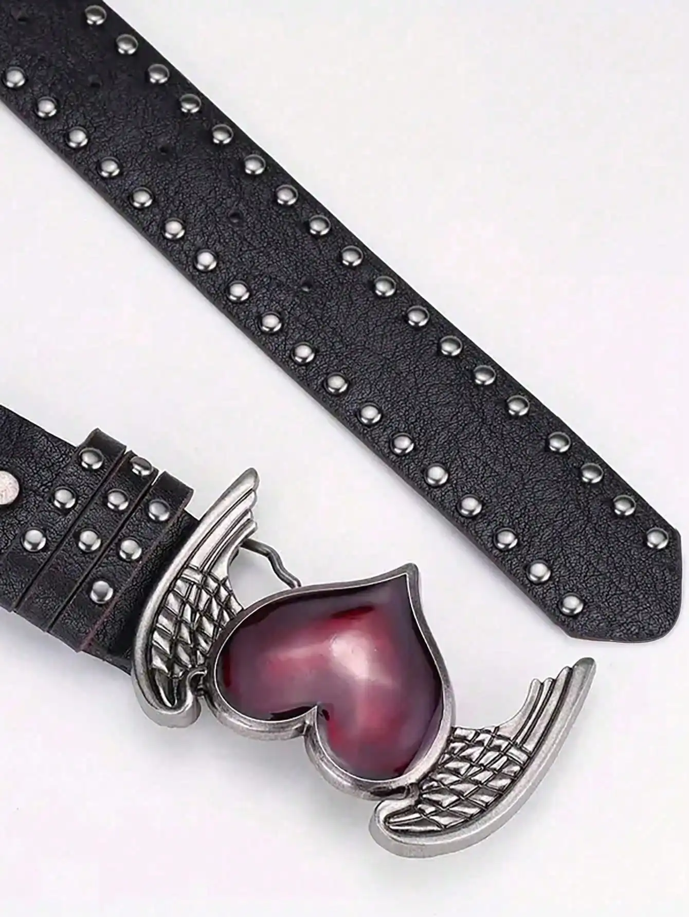 1Pcs Rose essential oil droplet heart-shaped leather belt, rivet decoration, Y2K punk gothic rock hip-hop style,spring,summer