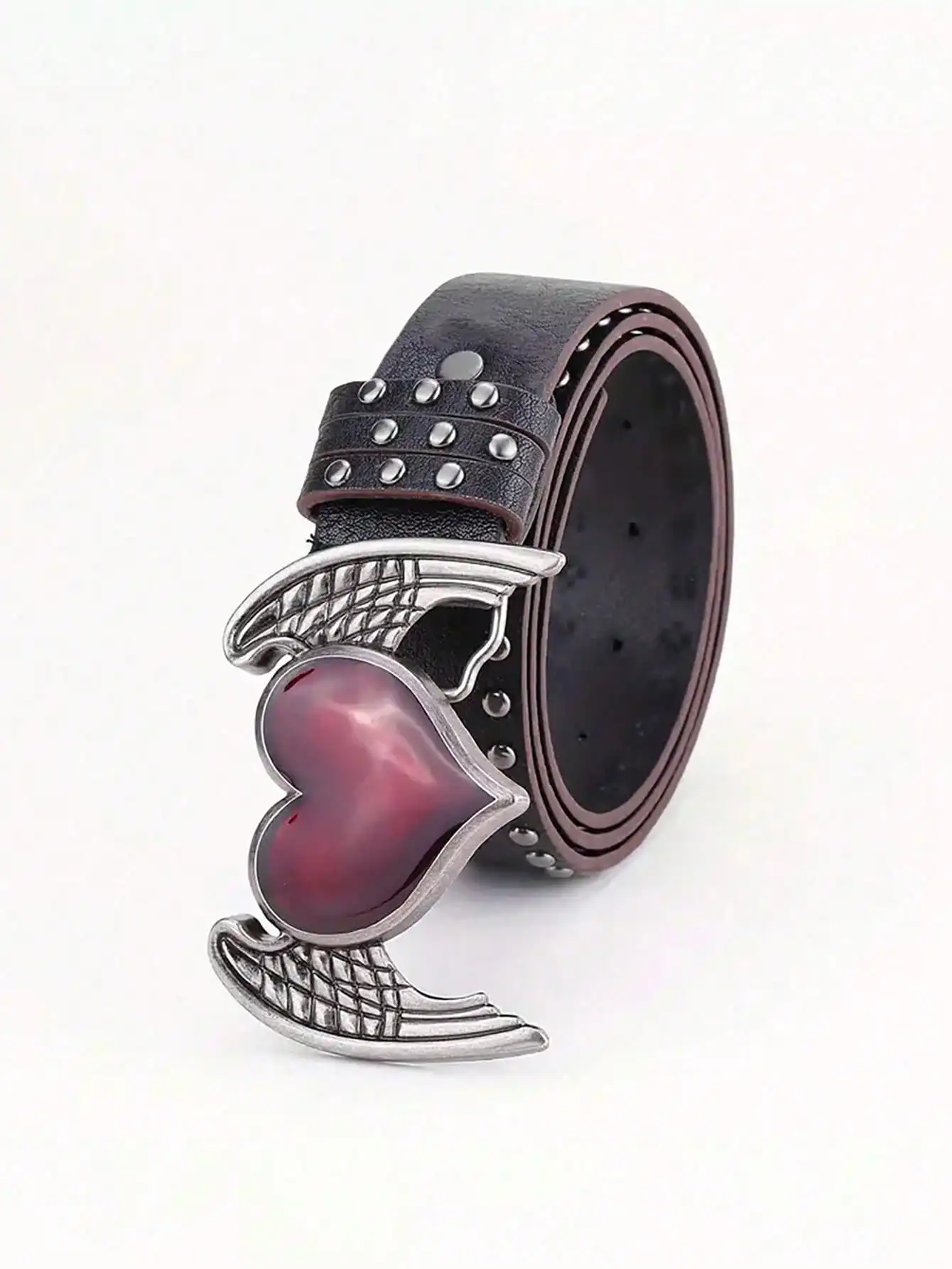 1Pcs Rose essential oil droplet heart-shaped leather belt, rivet decoration, Y2K punk gothic rock hip-hop style,spring,summer