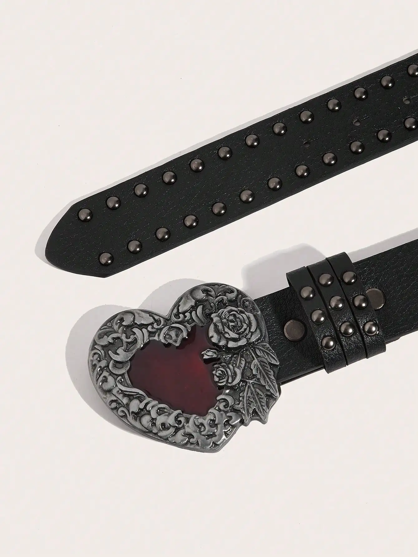 1Pcs Rose essential oil droplet heart-shaped leather belt, rivet decoration, Y2K punk gothic rock hip-hop style,spring,summer