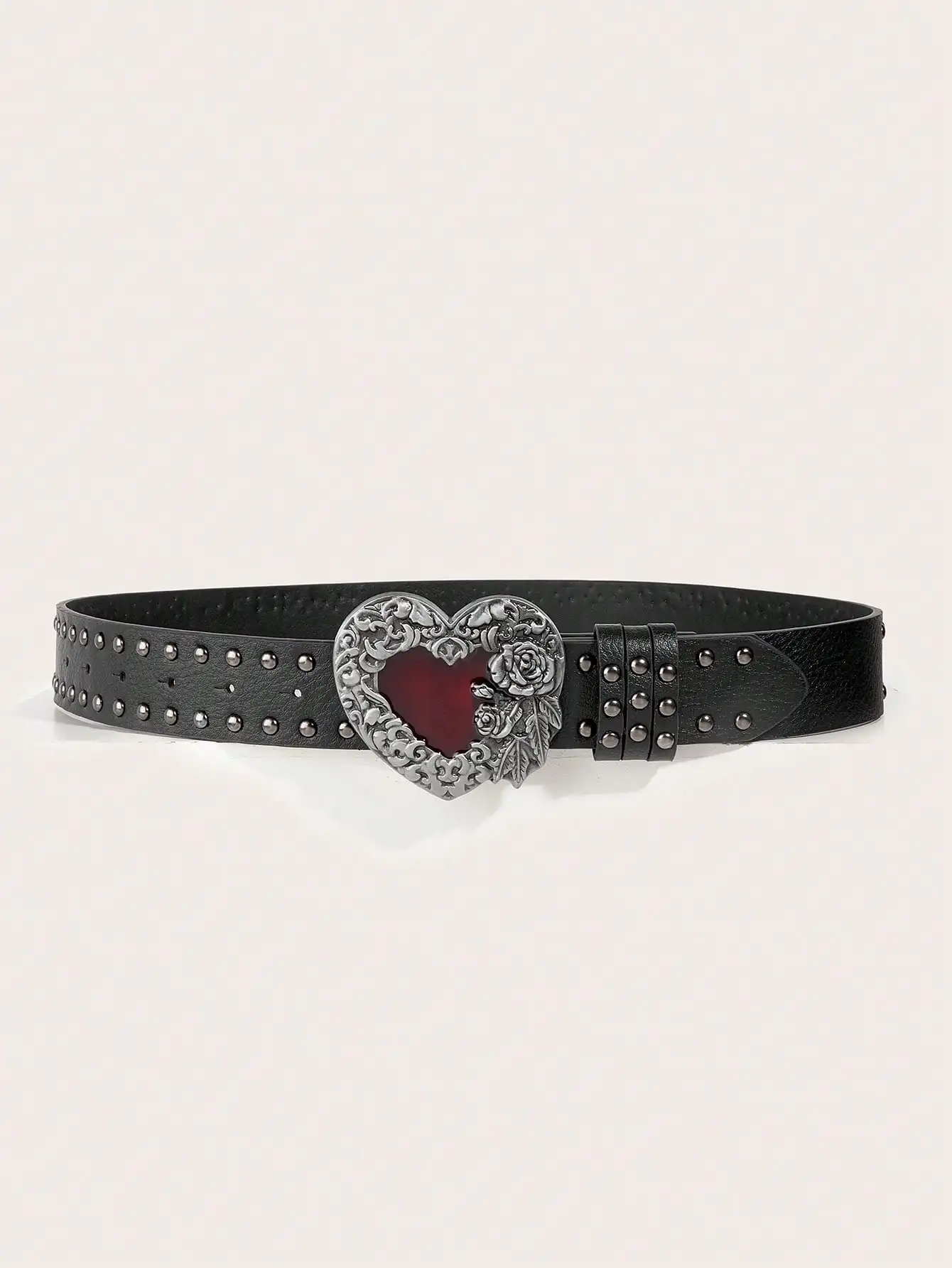 1Pcs Rose essential oil droplet heart-shaped leather belt, rivet decoration, Y2K punk gothic rock hip-hop style,spring,summer