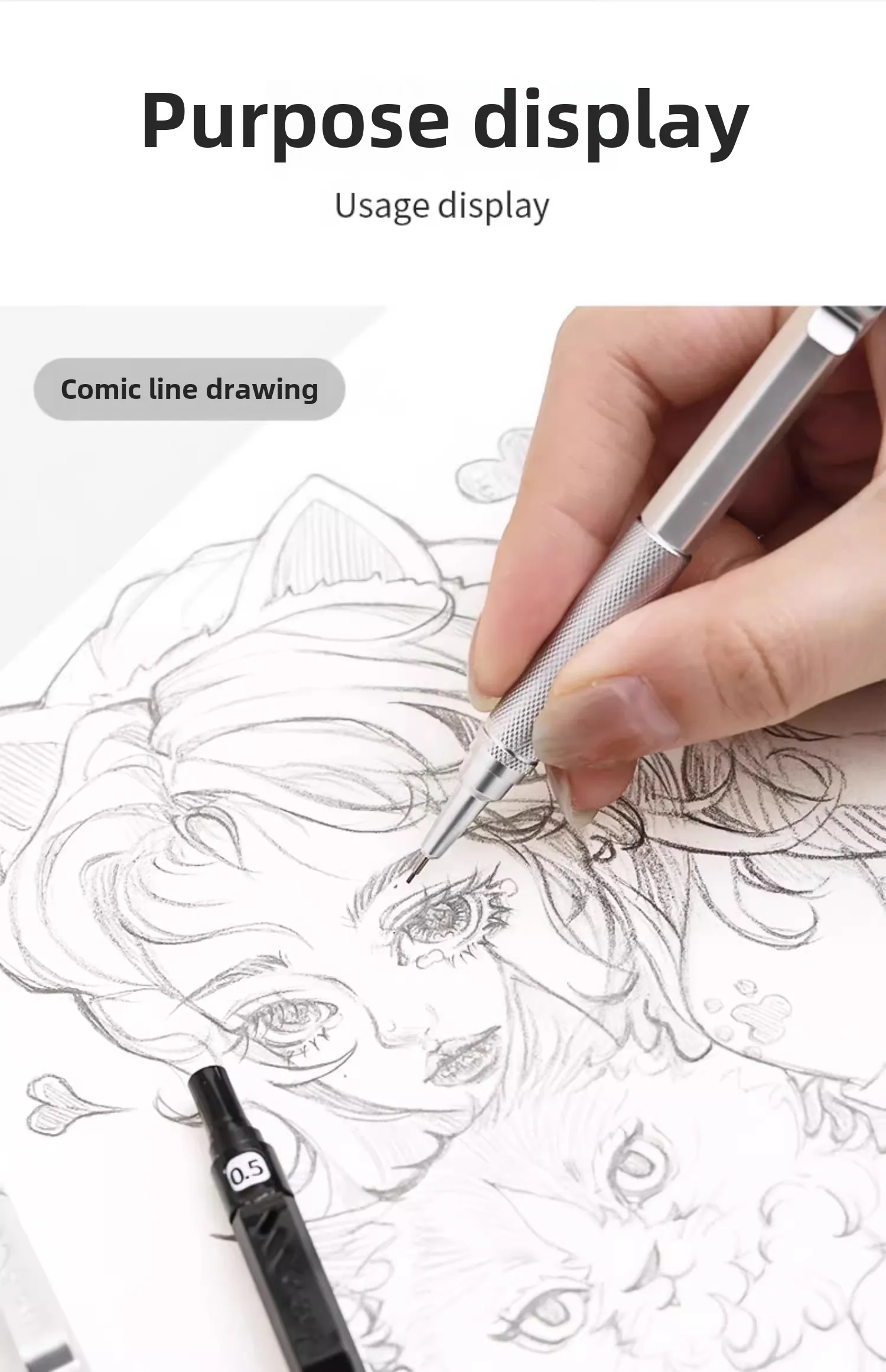 Metal Mechanical Pencil 0.3/0.5/0.7 mm Low Gravity Drawing Automatic HB Pencil Set with Leads Office School Writing Art Supplies