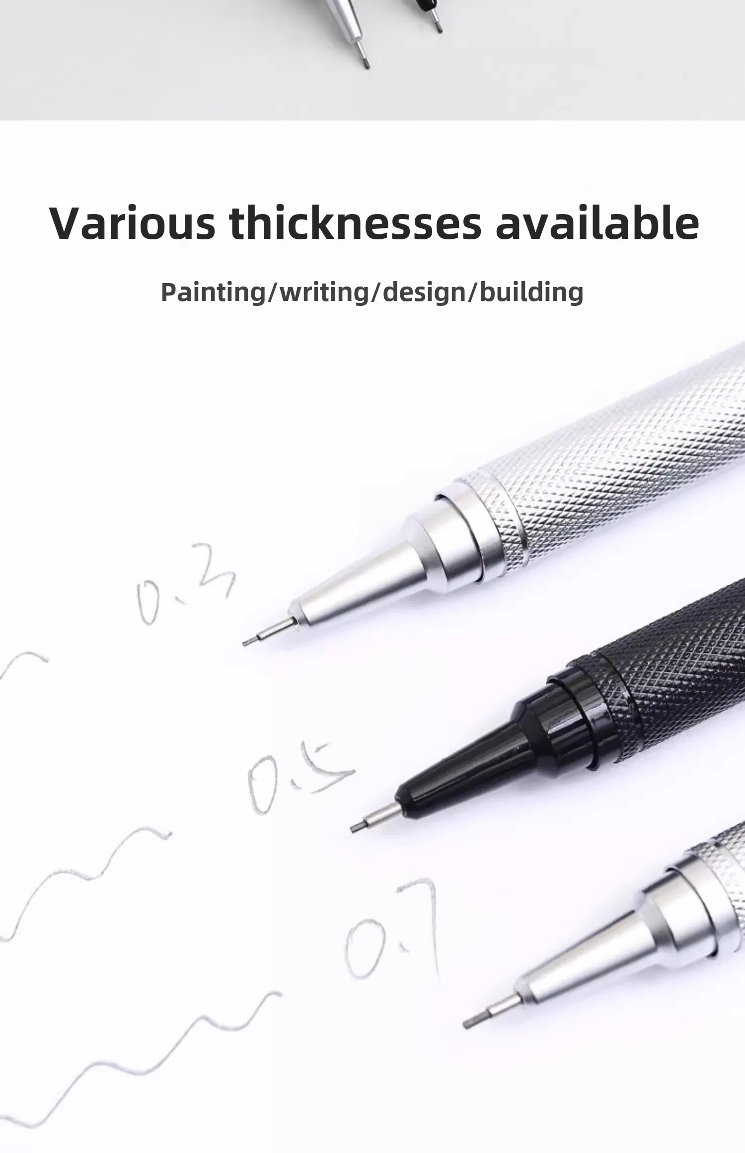 Metal Mechanical Pencil 0.3/0.5/0.7 mm Low Gravity Drawing Automatic HB Pencil Set with Leads Office School Writing Art Supplies
