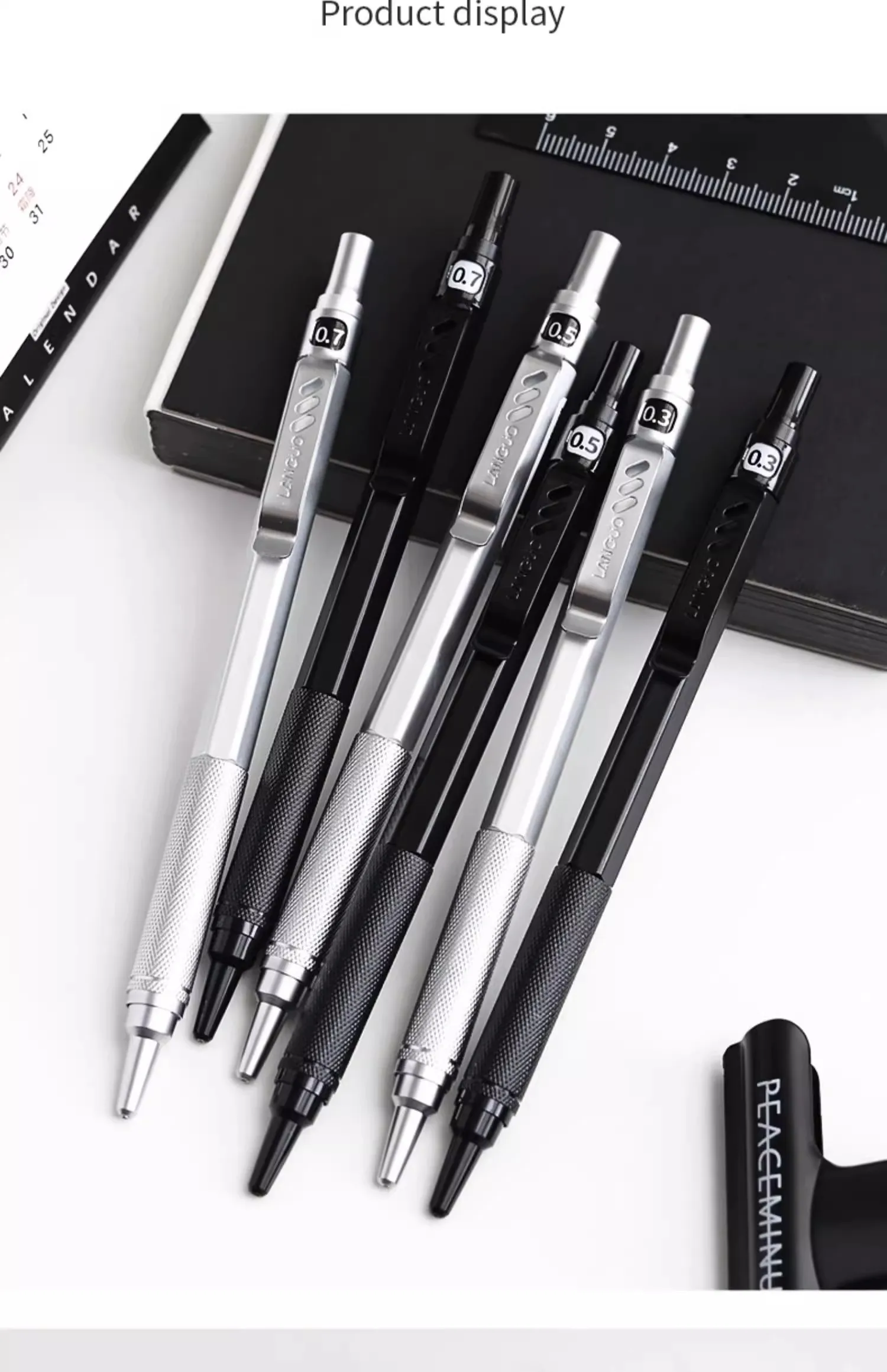 Metal Mechanical Pencil 0.3/0.5/0.7 mm Low Gravity Drawing Automatic HB Pencil Set with Leads Office School Writing Art Supplies