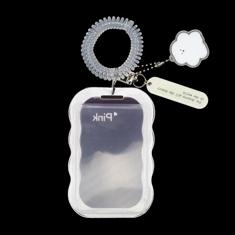 Creative Design Kpop Photocard Holder Transparent Card Holder Keychain Photo Sleeves Bus Card Student Card Case Photo Protector