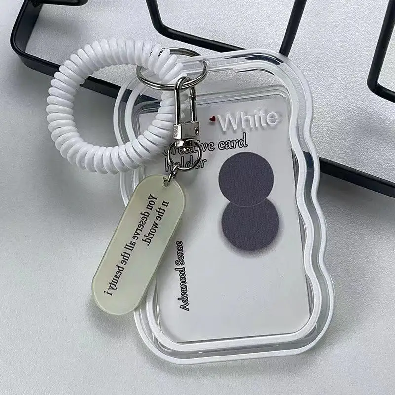 Creative Design Kpop Photocard Holder Transparent Card Holder Keychain Photo Sleeves Bus Card Student Card Case Photo Protector