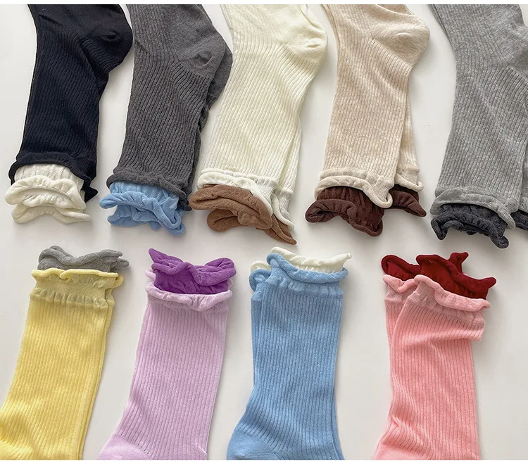 Double Ribbed Matching Midtube Socks for Women and Candy Matching Socks for Morandi Fashion Matching Stockings for Women