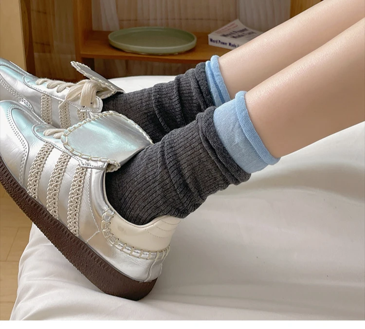 Double Ribbed Matching Midtube Socks for Women and Candy Matching Socks for Morandi Fashion Matching Stockings for Women