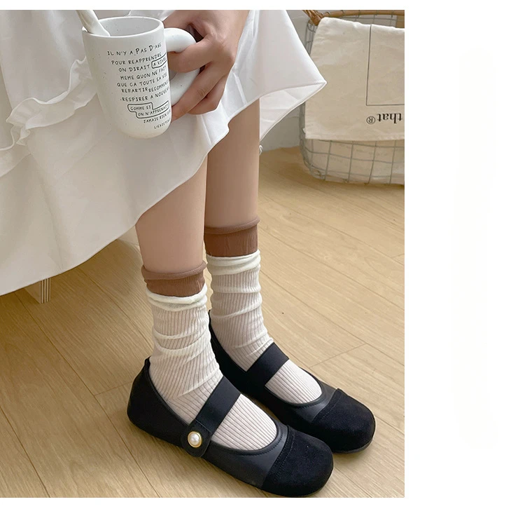Double Ribbed Matching Midtube Socks for Women and Candy Matching Socks for Morandi Fashion Matching Stockings for Women