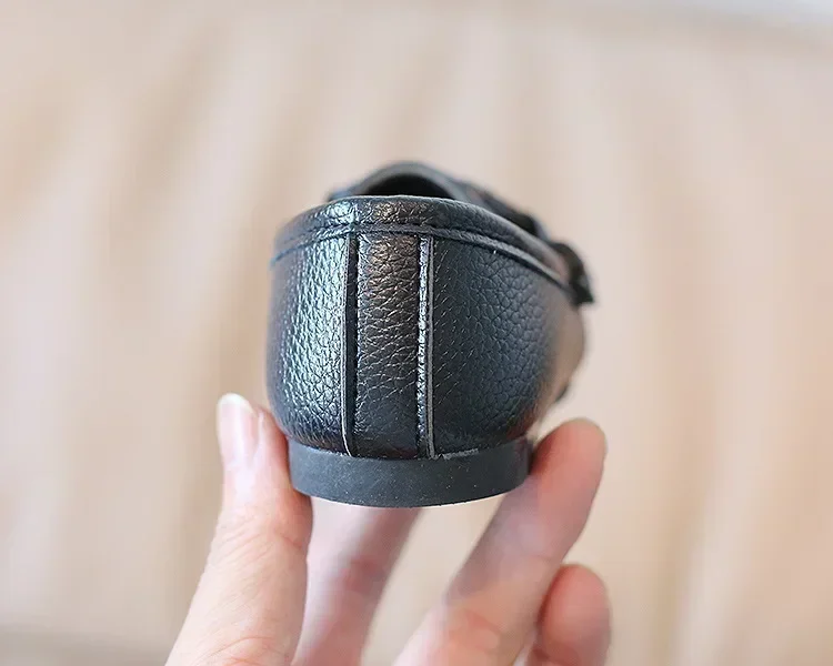Boys Leather Shoes Black White for School Party Wedding Kids Formal Flats Loafers Slip-on Soft Loafers Children Moccasins 21-30