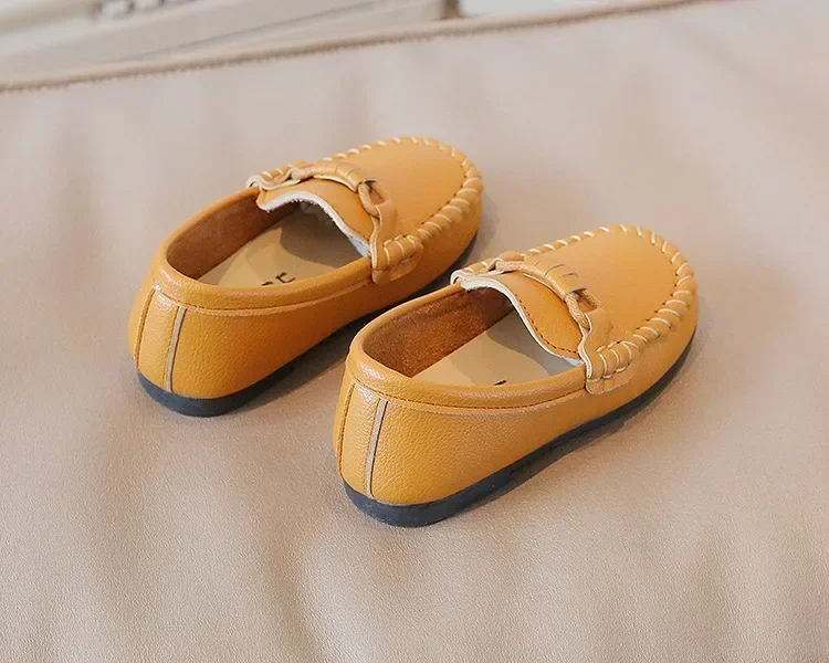 Boys Leather Shoes Black White for School Party Wedding Kids Formal Flats Loafers Slip-on Soft Loafers Children Moccasins 21-30