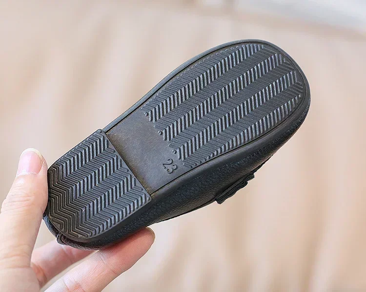 Boys Leather Shoes Black White for School Party Wedding Kids Formal Flats Loafers Slip-on Soft Loafers Children Moccasins 21-30