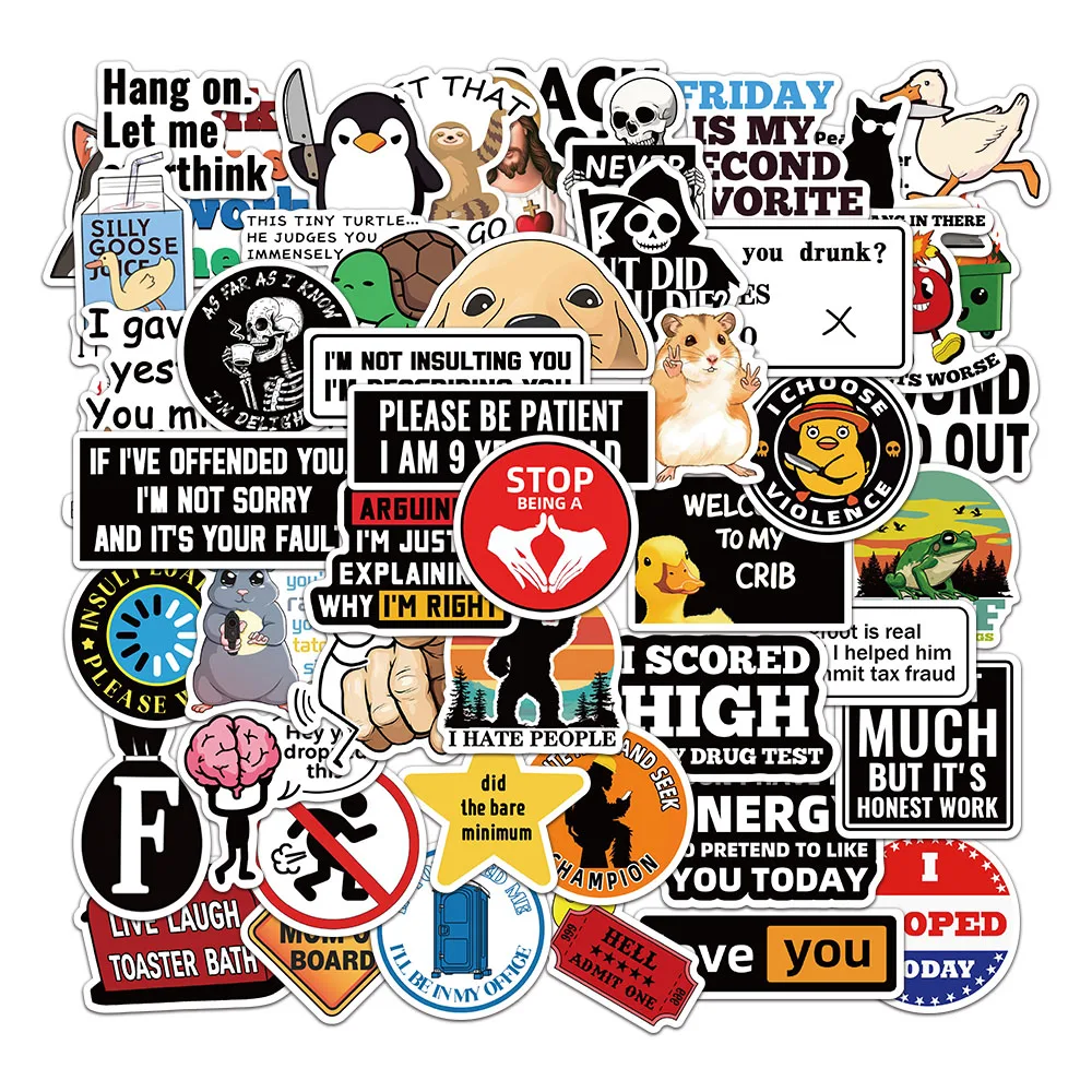 50PCS Prank Meme Stickers Personalized Graffiti Stickers Decorative Luggage Notebook Car Skateboard Stickers