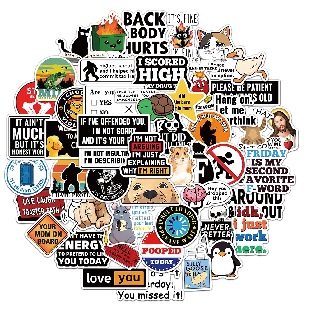 50PCS Prank Meme Stickers Personalized Graffiti Stickers Decorative Luggage Notebook Car Skateboard Stickers