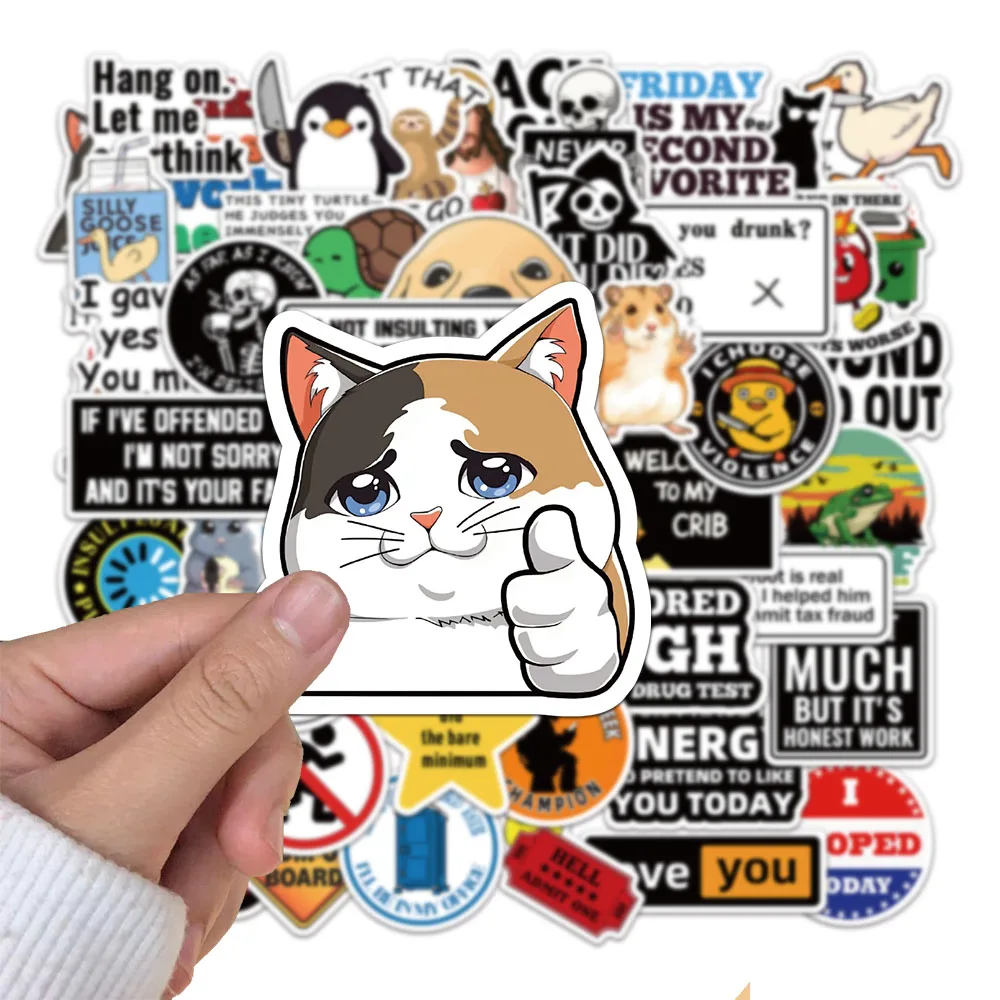 50PCS Prank Meme Stickers Personalized Graffiti Stickers Decorative Luggage Notebook Car Skateboard Stickers