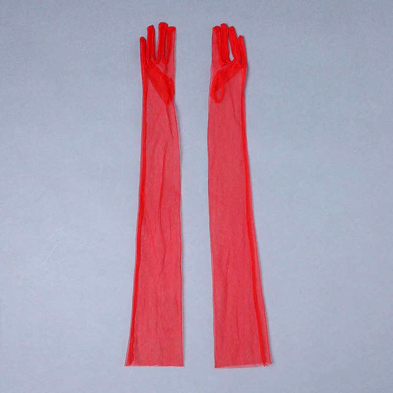 70cm Women Long Ultra Thin Gloves Tulle Elbow Wedding Party Bride Dress Mittens Sheer Transparent Vintage Black White Mesh Glove