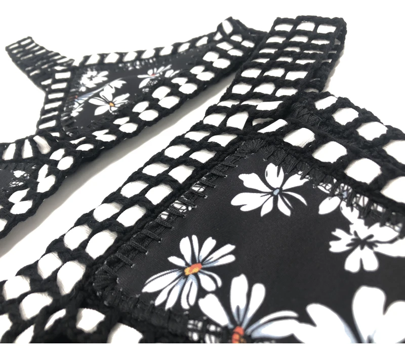 Reversible Leopard Handmade Crochet Bikinis Set Black Poolside Swimwear Blue Paisley Luxury Swimsuit maillot de bain femme