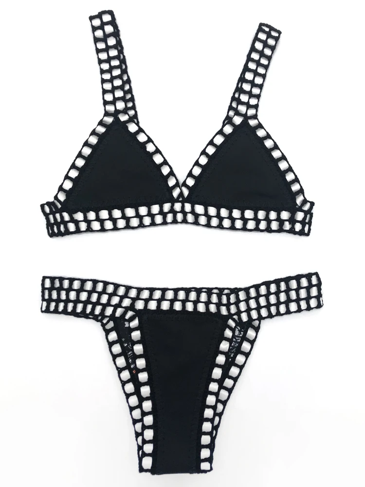 Reversible Leopard Handmade Crochet Bikinis Set Black Poolside Swimwear Blue Paisley Luxury Swimsuit maillot de bain femme