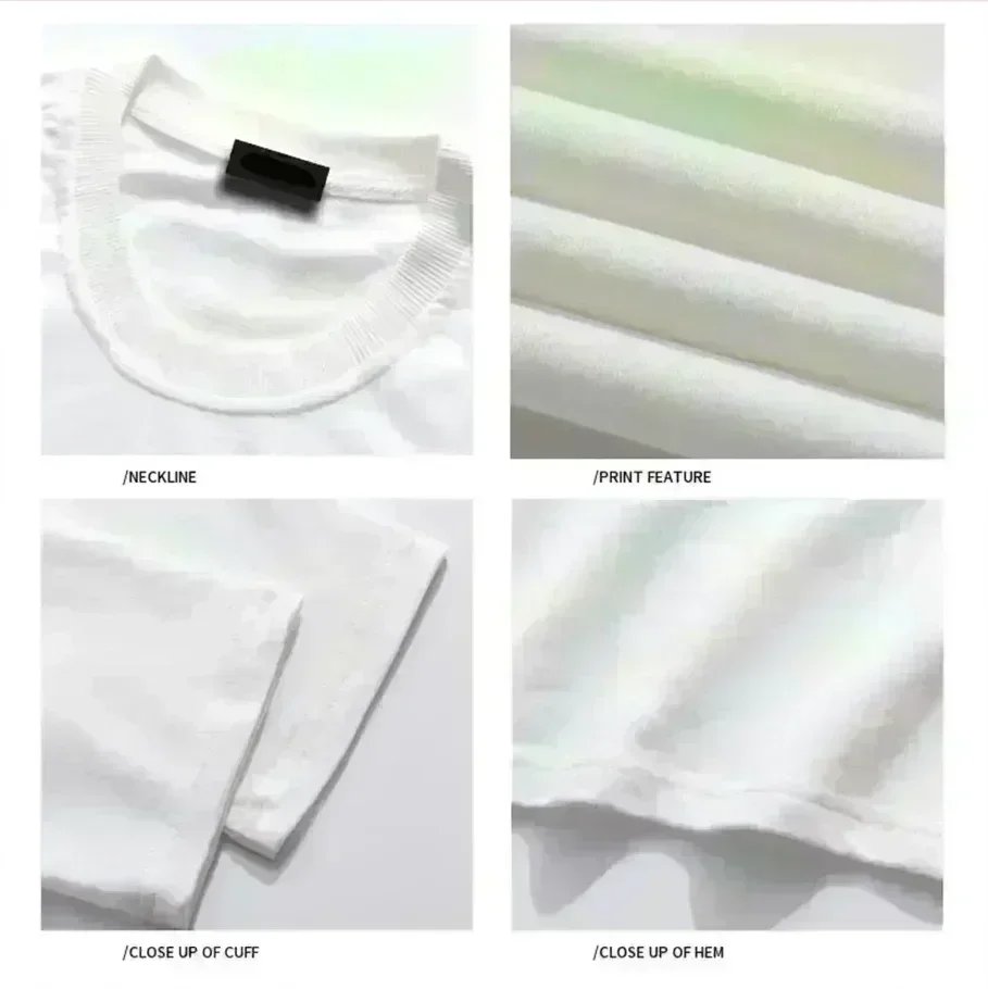 Black White GSM 500g Heavy Duty Cotton Plus Size T-Shirt Crew Neck Men's Short Sleeve Three Needles Half Sleeve Tee