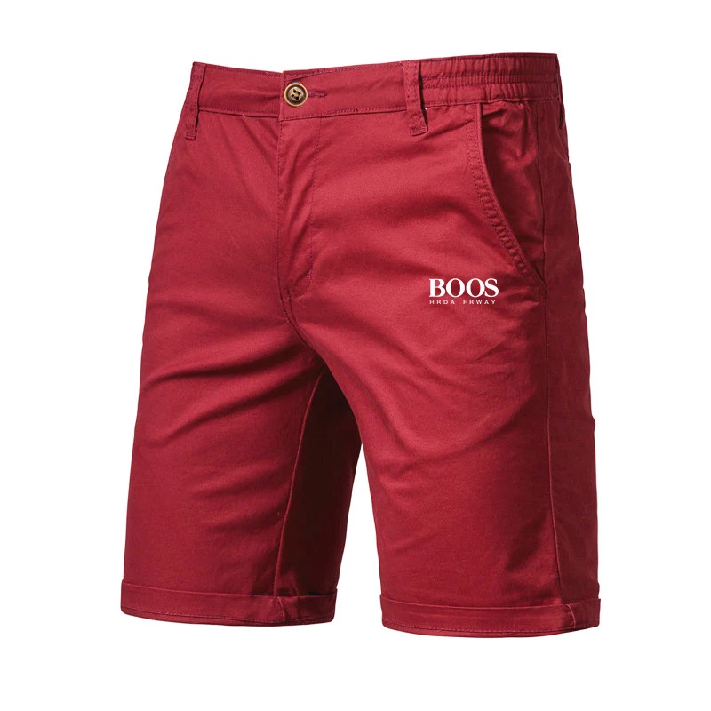 Embroidered Summer 100% Cotton Shorts for Men High Quality Knee Length Shorts Casual Business Social Elastic Waist Beach Shorts
