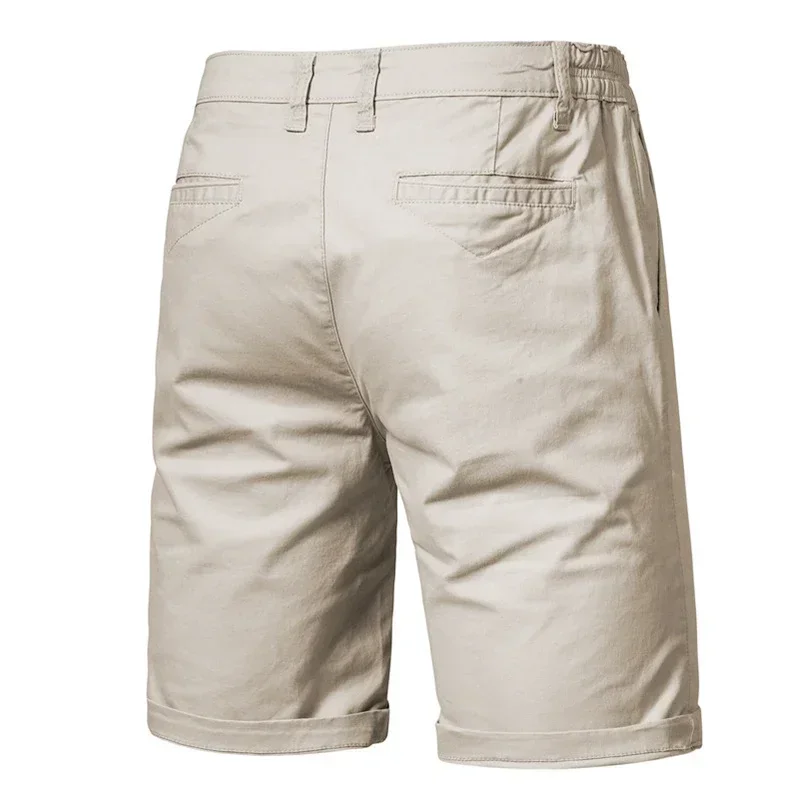 Embroidered Summer 100% Cotton Shorts for Men High Quality Knee Length Shorts Casual Business Social Elastic Waist Beach Shorts