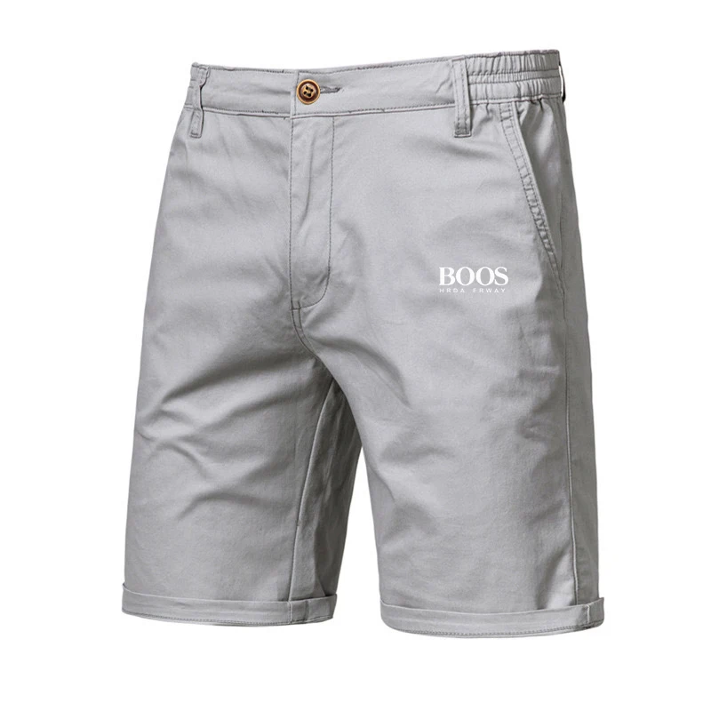 Embroidered Summer 100% Cotton Shorts for Men High Quality Knee Length Shorts Casual Business Social Elastic Waist Beach Shorts