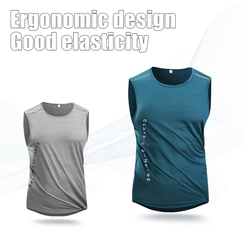 CHRLCK Men's Running Vest Quick Drying Gym Tank Top Men Fitness Sleeveless Shirt Male Mesh Breathable Fitness Sports Vest