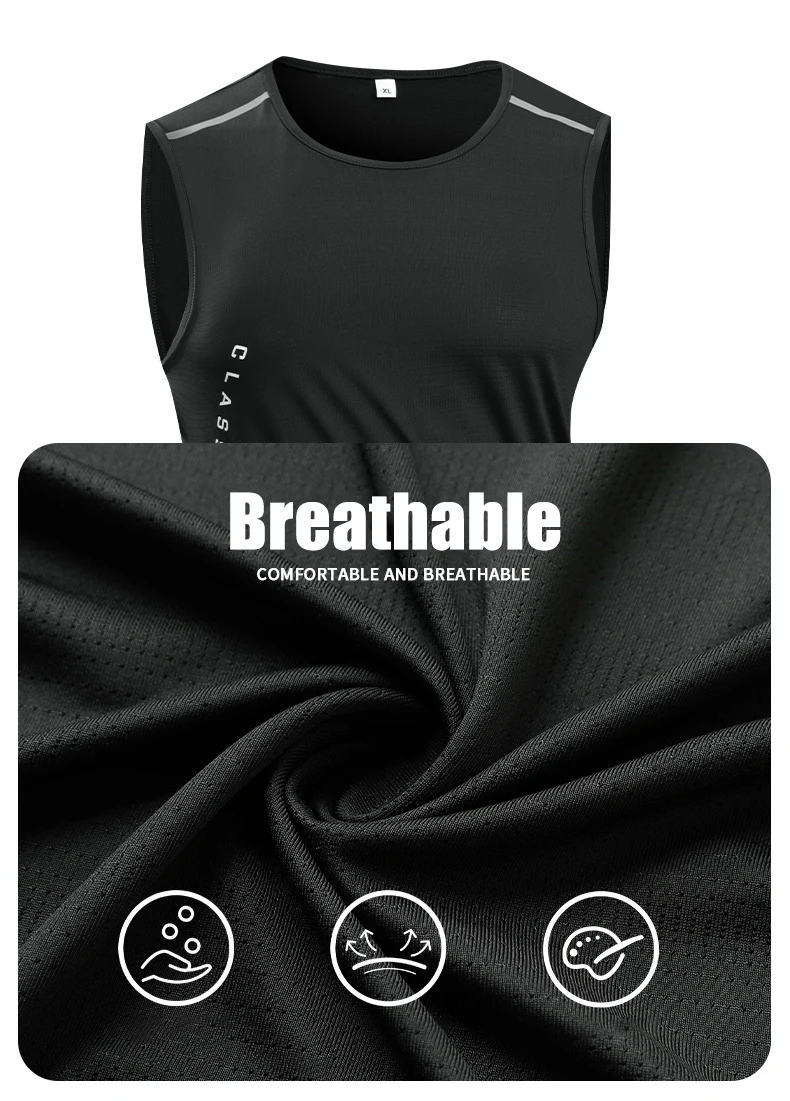 CHRLCK Men's Running Vest Quick Drying Gym Tank Top Men Fitness Sleeveless Shirt Male Mesh Breathable Fitness Sports Vest
