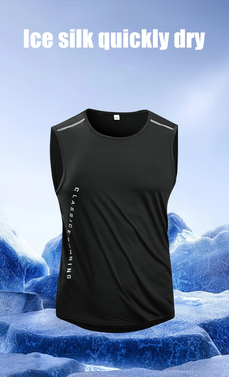 CHRLCK Men's Running Vest Quick Drying Gym Tank Top Men Fitness Sleeveless Shirt Male Mesh Breathable Fitness Sports Vest