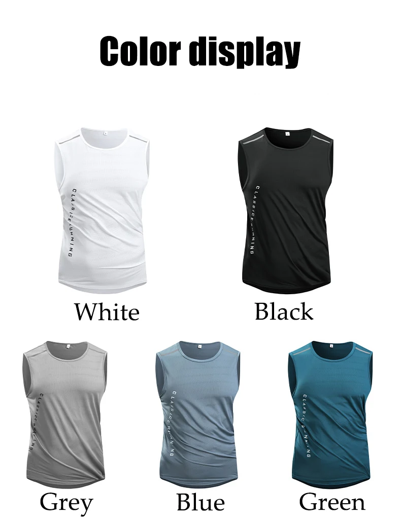 CHRLCK Men's Running Vest Quick Drying Gym Tank Top Men Fitness Sleeveless Shirt Male Mesh Breathable Fitness Sports Vest