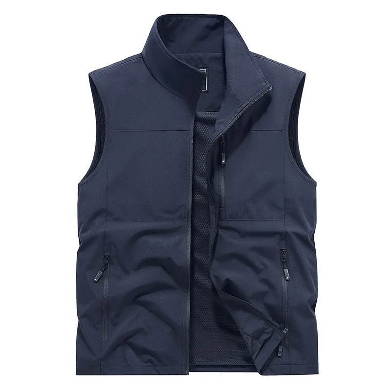 New Summer Men Outdoor Mesh Thin Waistcoats Climbing Sleeveless Jackets Men Multi-pockets Fishing Breathable Cargo Vests 6XL