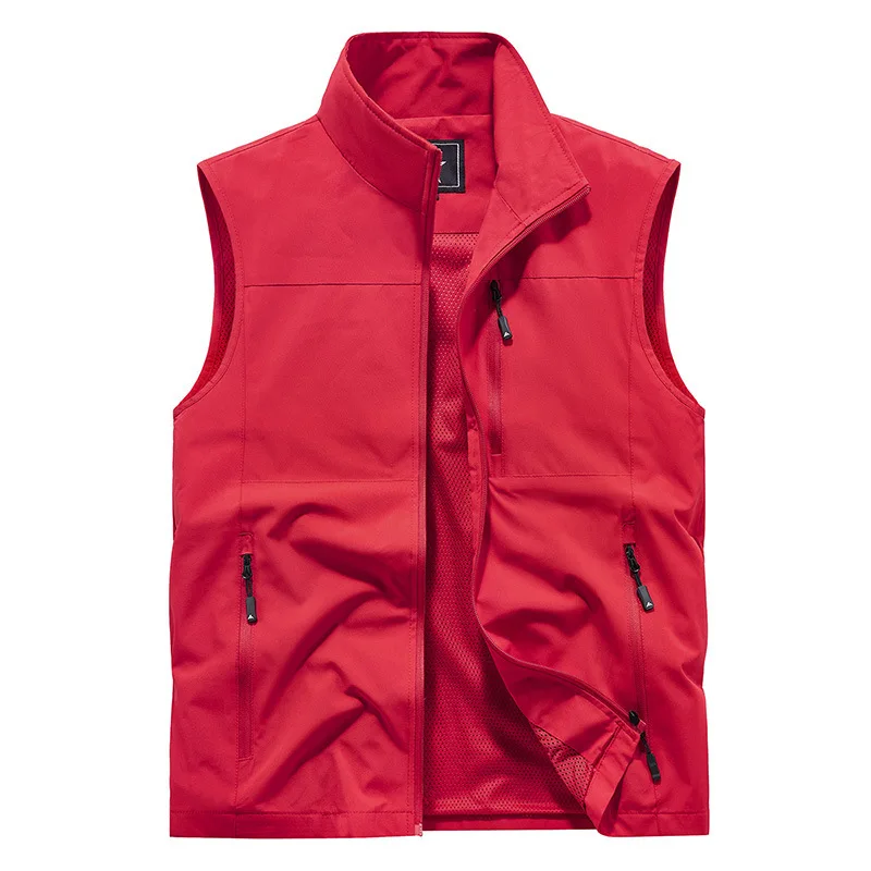 New Summer Men Outdoor Mesh Thin Waistcoats Climbing Sleeveless Jackets Men Multi-pockets Fishing Breathable Cargo Vests 6XL