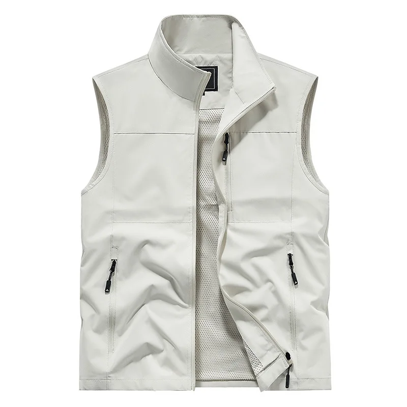 New Summer Men Outdoor Mesh Thin Waistcoats Climbing Sleeveless Jackets Men Multi-pockets Fishing Breathable Cargo Vests 6XL
