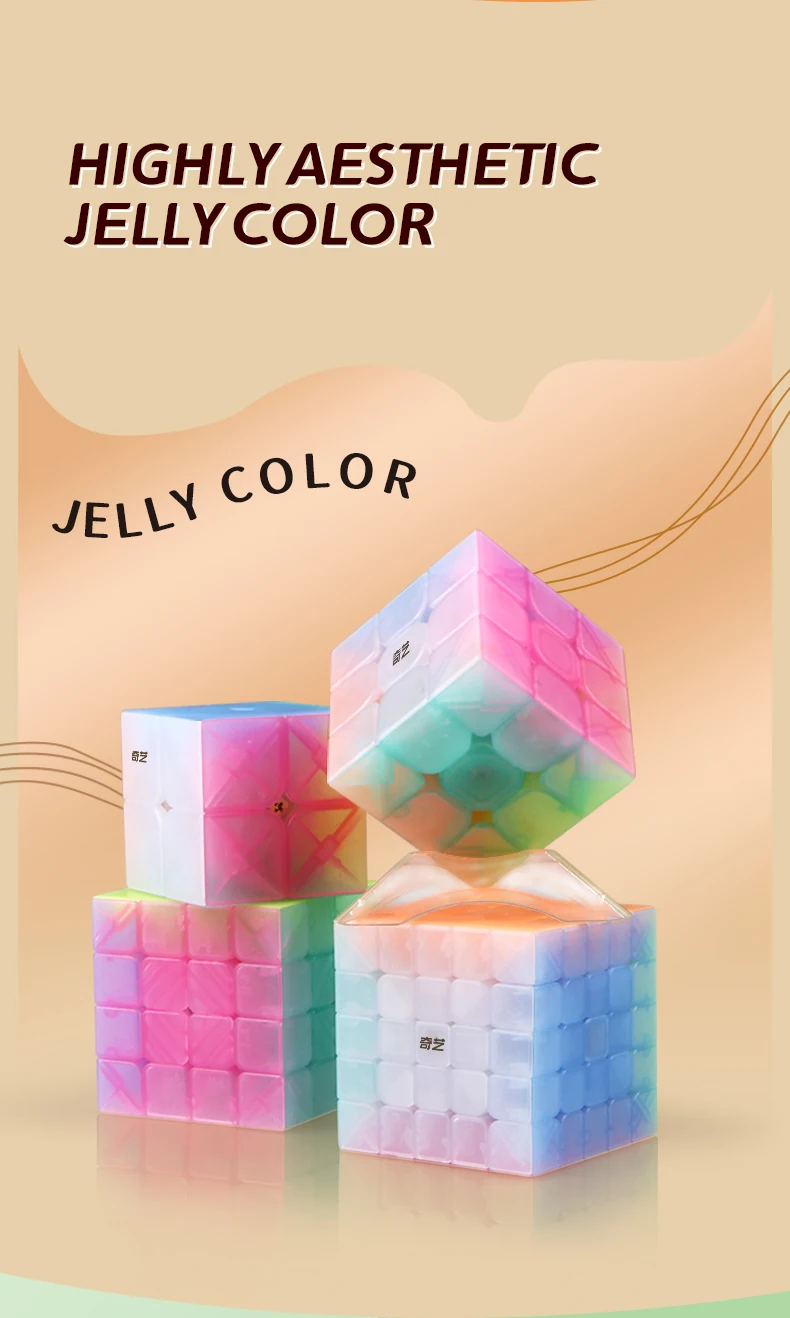 Qiyi Speed Magic Cube Jelly Color Cube 2x2 3x3 4x4 5x5 Pyramid Professional Cubo Magico Puzzle Toy For Children Kids Gift Toy