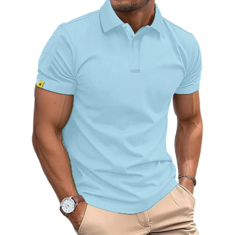 Summer Polo Shirt Men's Short Sleeve Sport T Shirt Casual Business Lightweight Button Streetwear Breathable Tops