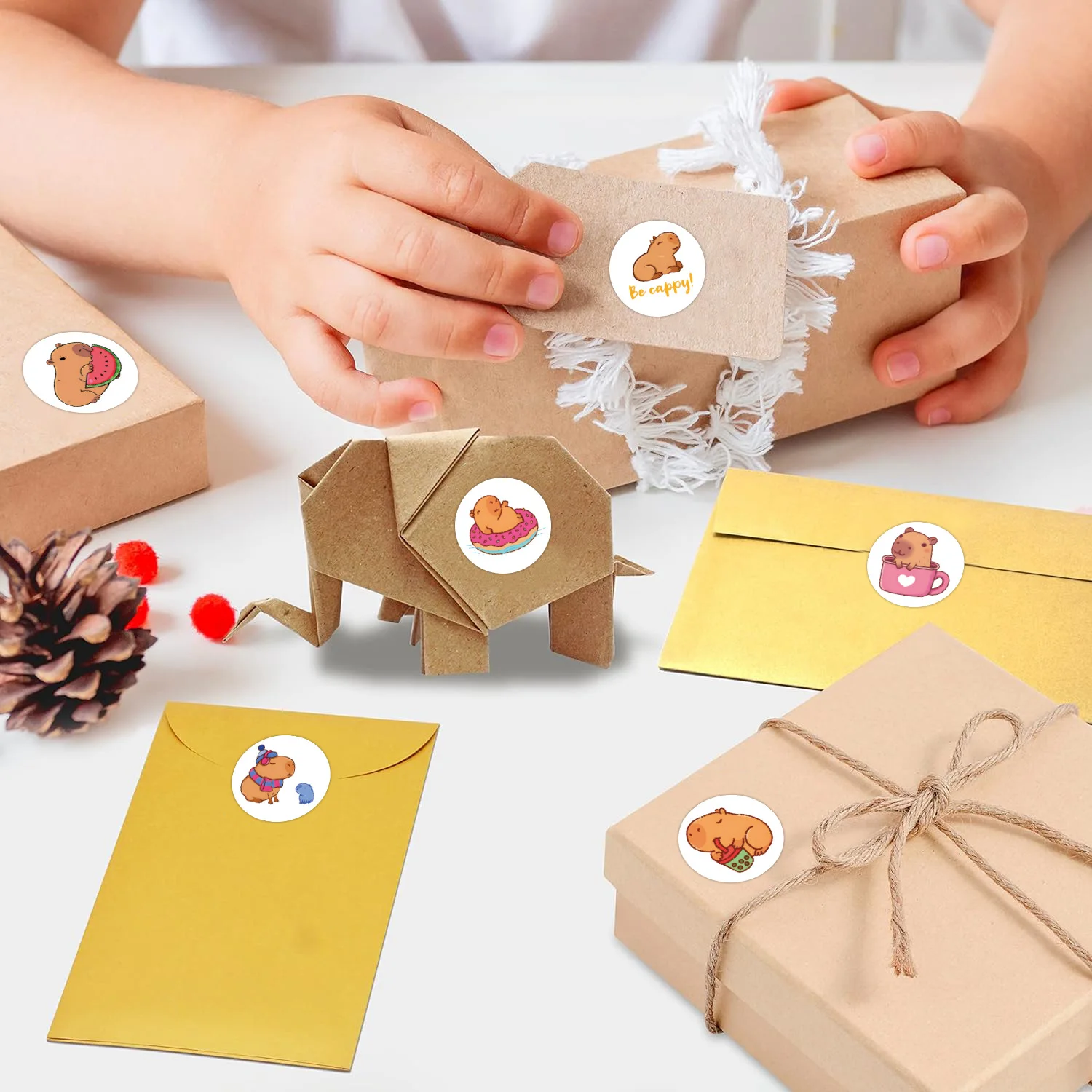 100-500pcs Cute Plump Capybara Cartoon Brown Animals Stickers DIY Scrapbook Phone Reward Seal Label Wall Sticker Kid Toy