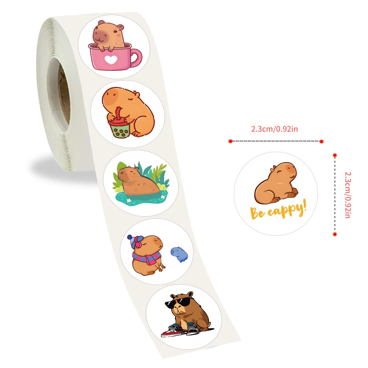 100-500pcs Cute Plump Capybara Cartoon Brown Animals Stickers DIY Scrapbook Phone Reward Seal Label Wall Sticker Kid Toy