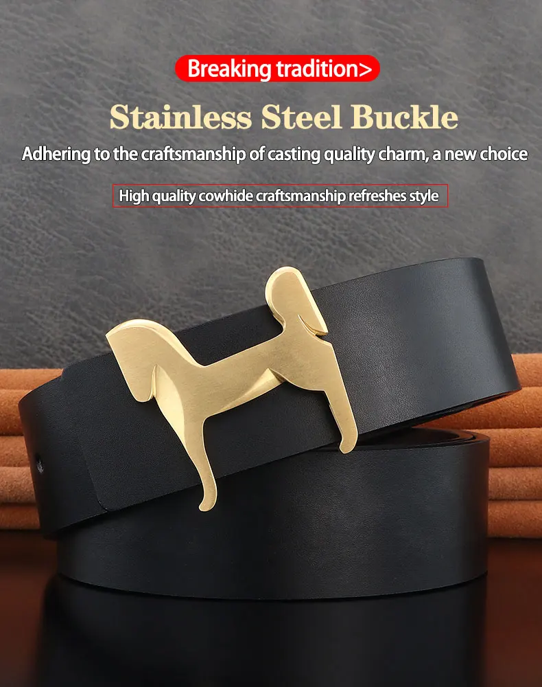 grade Stainless steel horse 3.8cm wide slide buckle men belts High genuine leather Waistband cowboy casual ceinture homme