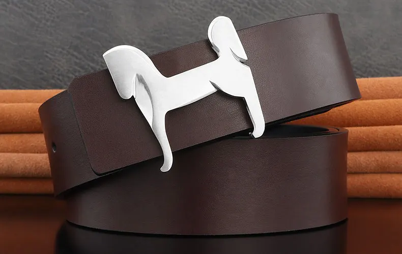 grade Stainless steel horse 3.8cm wide slide buckle men belts High genuine leather Waistband cowboy casual ceinture homme
