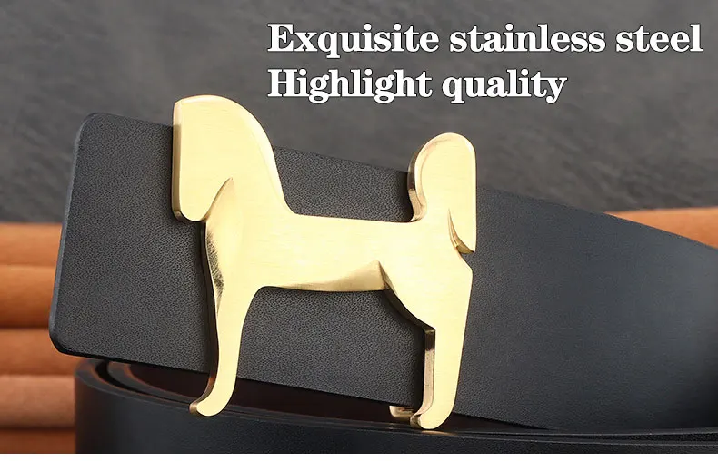 grade Stainless steel horse 3.8cm wide slide buckle men belts High genuine leather Waistband cowboy casual ceinture homme