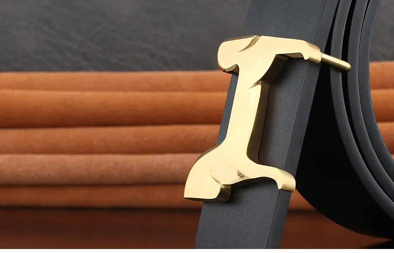 grade Stainless steel horse 3.8cm wide slide buckle men belts High genuine leather Waistband cowboy casual ceinture homme