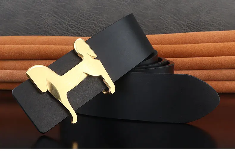 grade Stainless steel horse 3.8cm wide slide buckle men belts High genuine leather Waistband cowboy casual ceinture homme