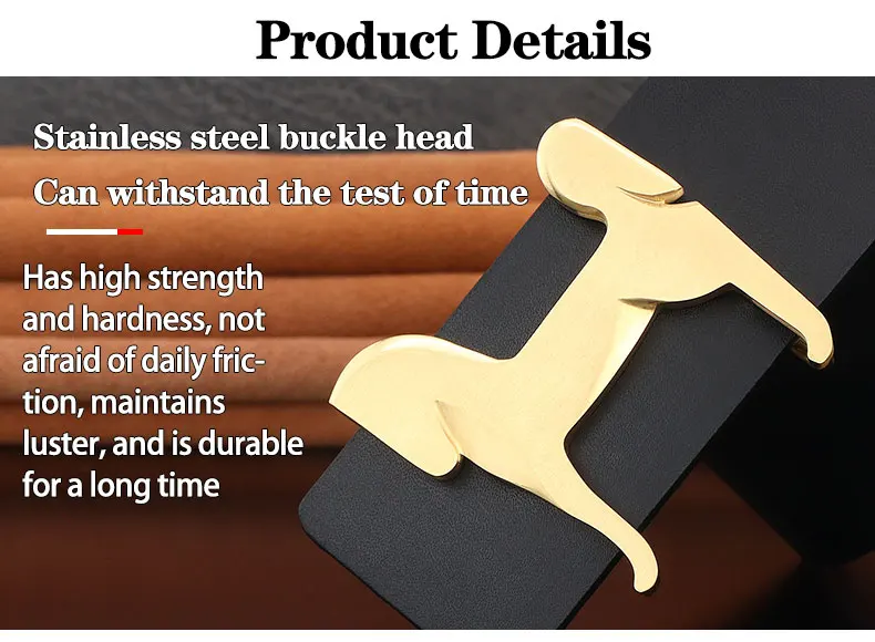 grade Stainless steel horse 3.8cm wide slide buckle men belts High genuine leather Waistband cowboy casual ceinture homme