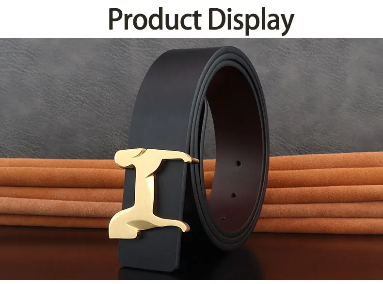 grade Stainless steel horse 3.8cm wide slide buckle men belts High genuine leather Waistband cowboy casual ceinture homme