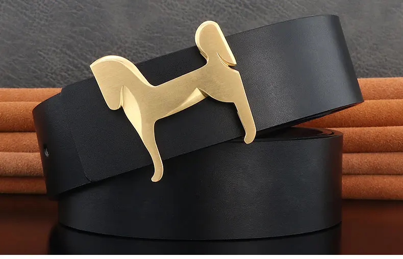 grade Stainless steel horse 3.8cm wide slide buckle men belts High genuine leather Waistband cowboy casual ceinture homme