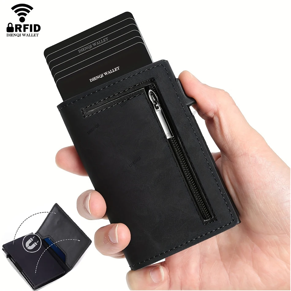 Rfid Credit Card Holder Men Wallets Mini Handbags Luxury Brand Bag Cardholder Case Leather Magnetic Coin Wallet Hand Bag for Men