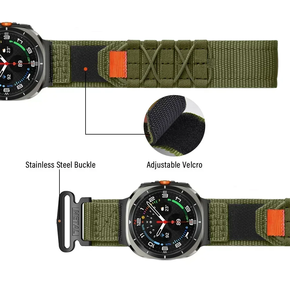 New Tactical Strap for Samsung Galaxy Watch Ultra 47mm Sport Nylon Strap for Galaxy Watch 7 Ultra 47mm women man Woven Bracelet