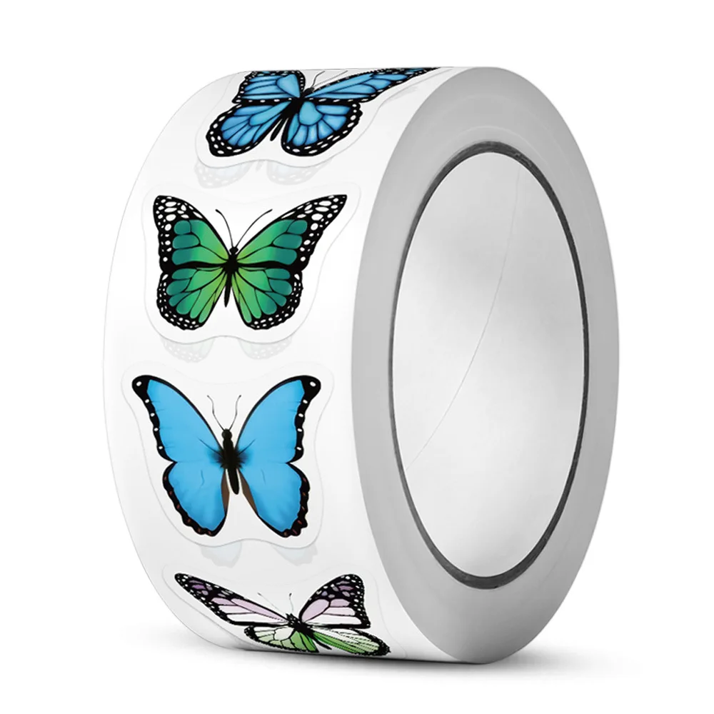 500pcs Butterfly Flower Sticker 1 Inch 8 Design Colorful Butterfly Decals Decorative Flowers Cute Stickers Party Favor Decor